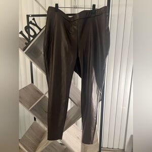 Eloquii Brown Faux Leather Leggings.
